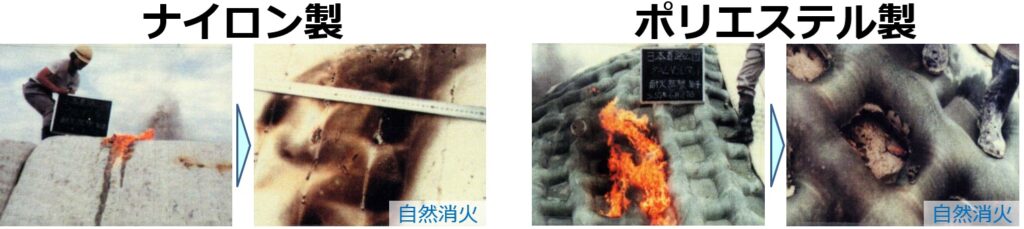 布製型枠の燃焼試験の様子